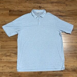 Peter Millar Striped‎ Short Sleeve Polo Golf Casual Shirt Mens XXL Lt Blue Gray